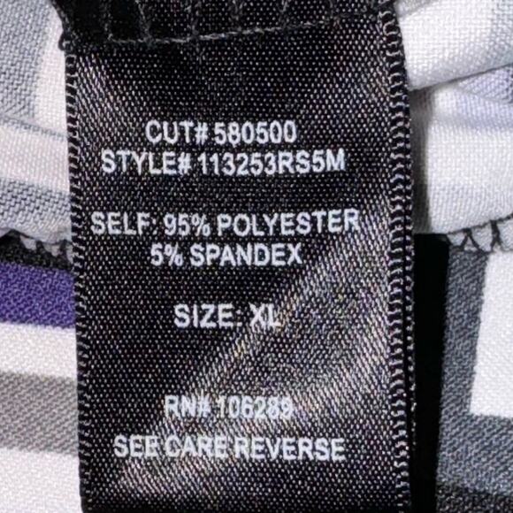 MAURICES WOMENS TOP SHORT SLEEVE BLACK PURPLE AND GREY PATTERN XL - Picture 5 of 10